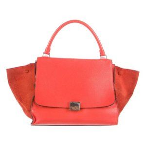 Celine Trapeze Vermillion Red Leather Satchel